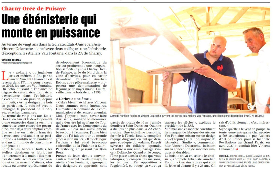 Article de presse : l'Yonne Républicaine chez Les Ateliers Vau Fontaine