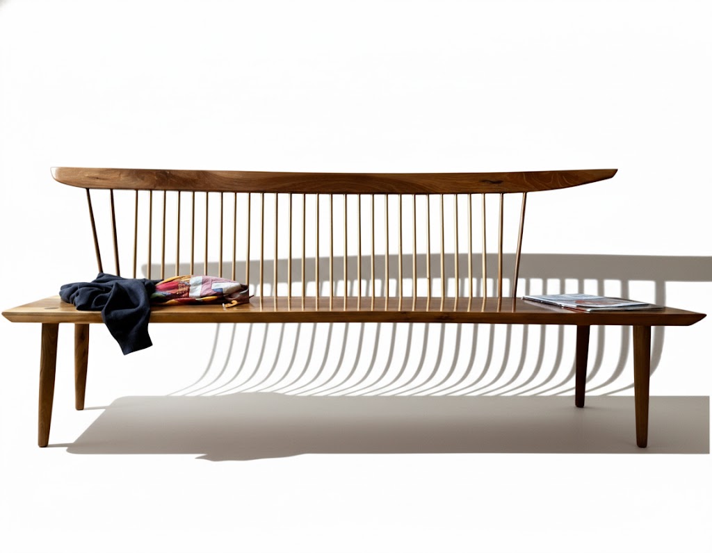 Banc en noyer massif, design épuré et fabrication artisanale française